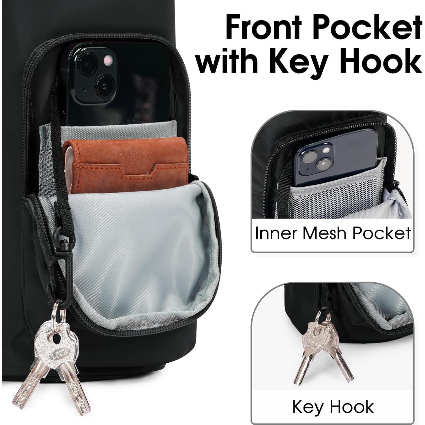 Bolsa Portabotellas de Agua Ceneda con Bolsillo Negro 0.95L 1.18L