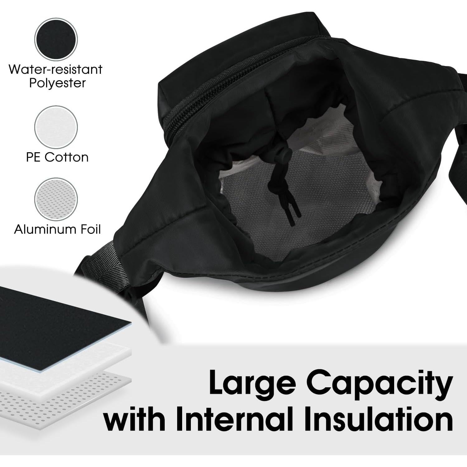 Bolsa Portabotellas de Agua Ceneda con Bolsillo Negro 0.95L 1.18L