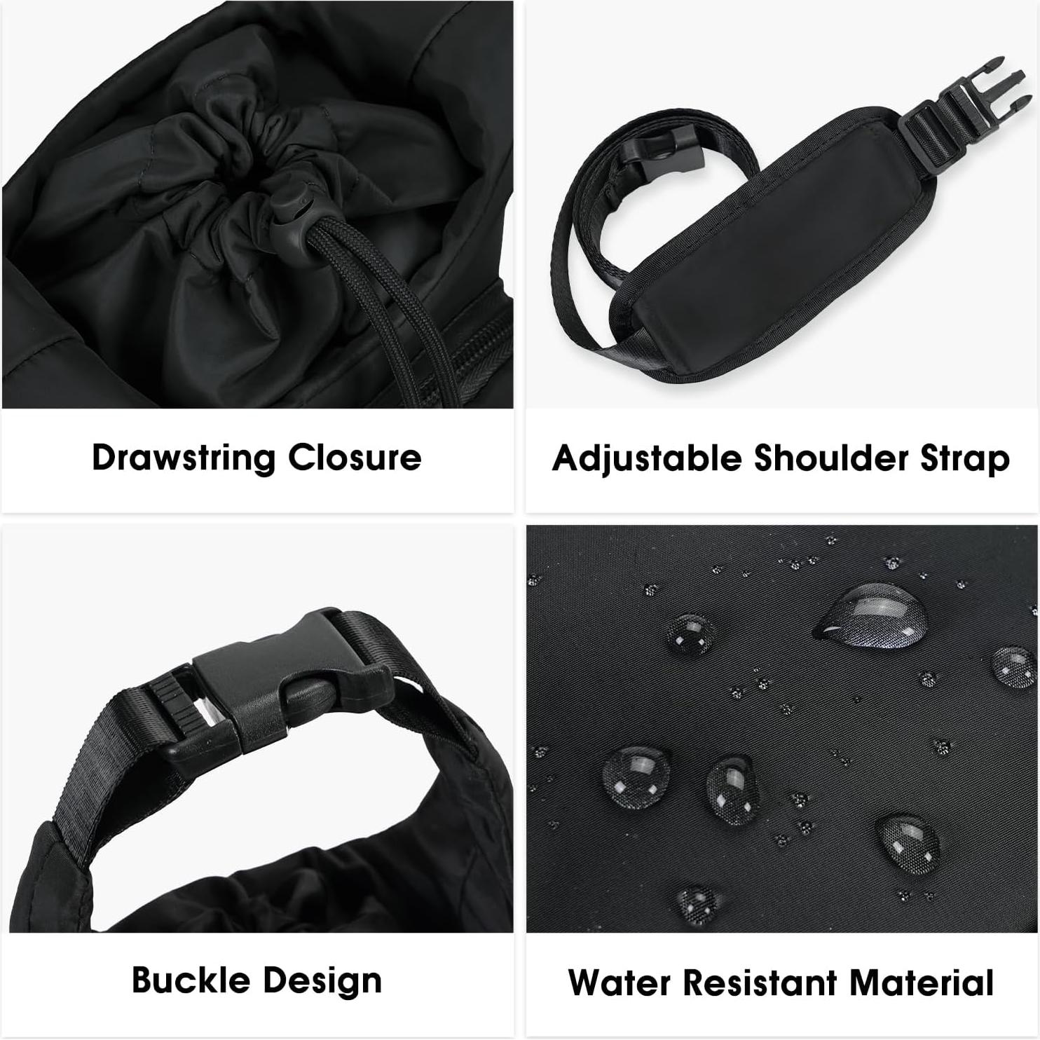 Bolsa Portabotellas de Agua Ceneda con Bolsillo Negro 0.95L 1.18L