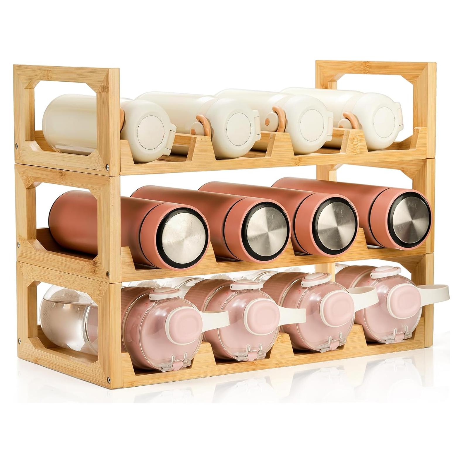 Organizador de Botellas de Agua Pumtus de 3 Niveles, Capacidad 12