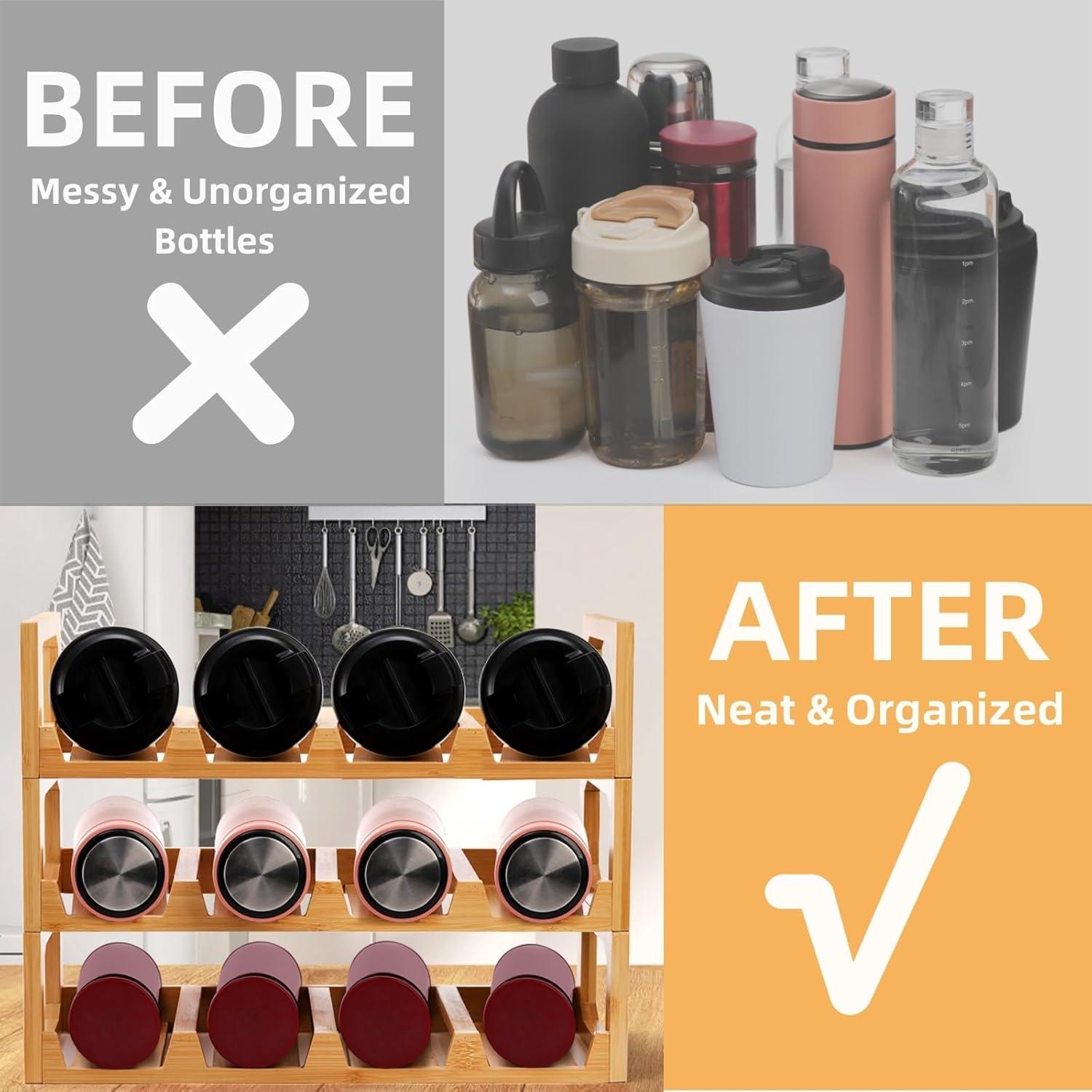 Organizador de Botellas de Agua Pumtus de 3 Niveles, Capacidad 12