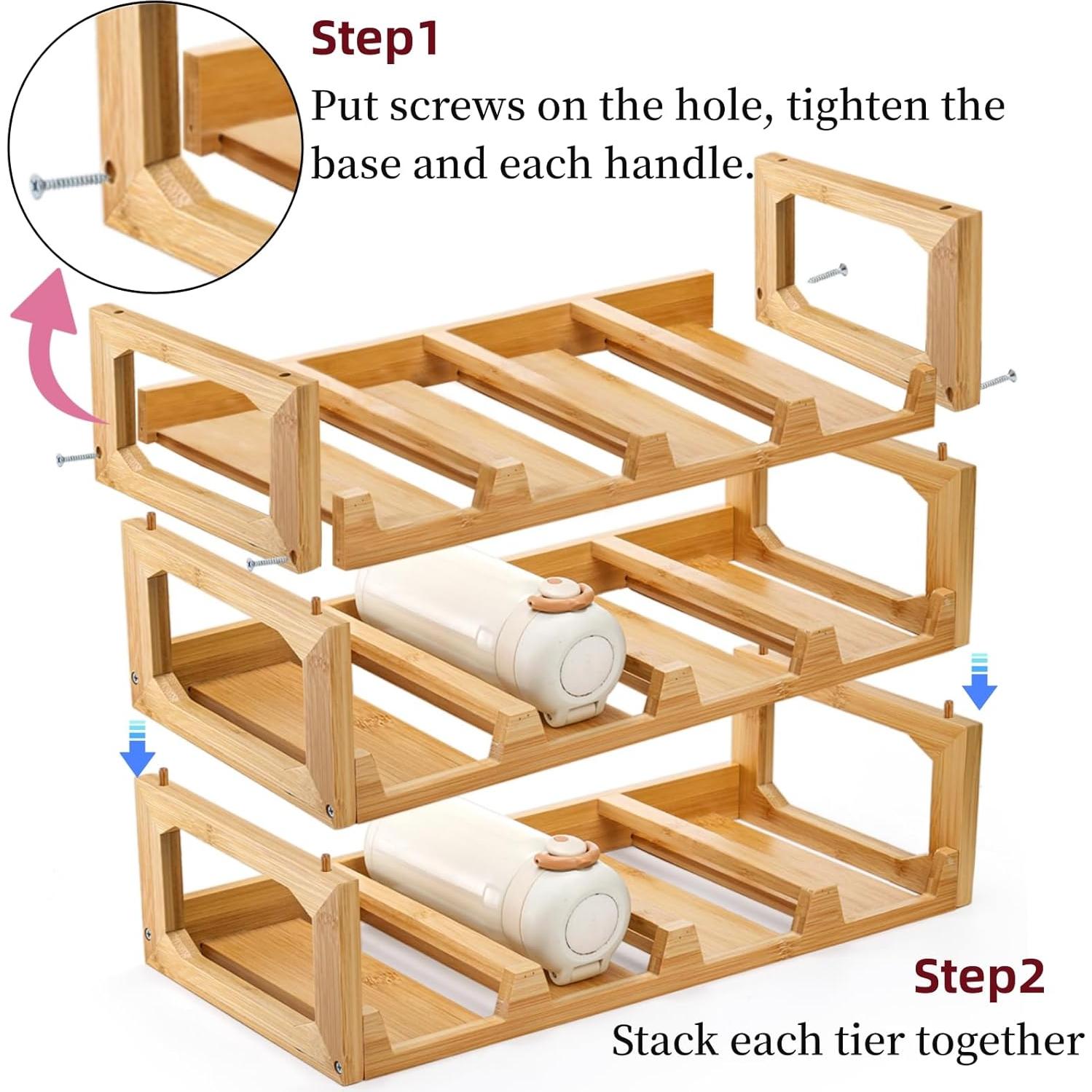 Organizador de Botellas de Agua Pumtus de 3 Niveles, Capacidad 12