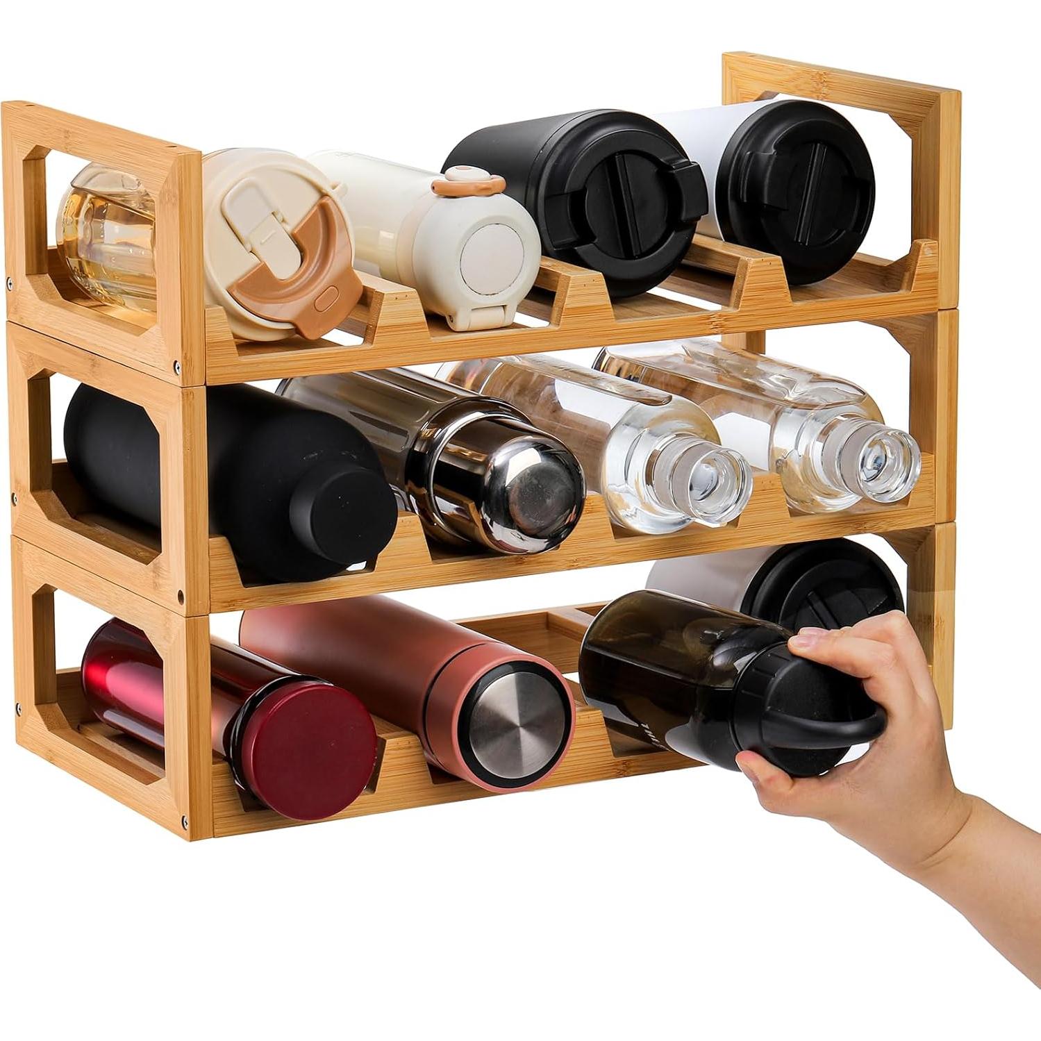 Organizador de Botellas de Agua Pumtus de 3 Niveles, Capacidad 12