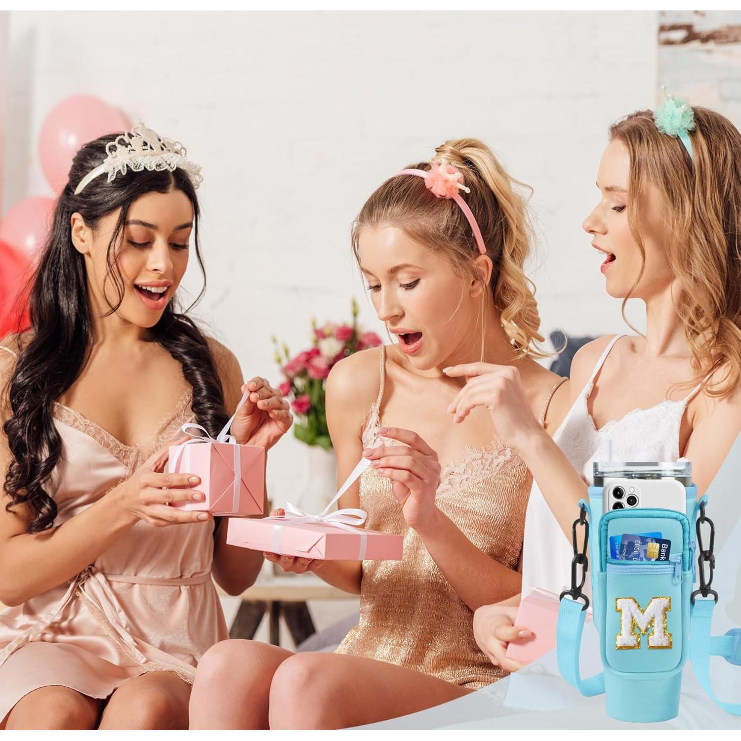 Bolsa Portabotellas de Agua Aganmi 40 Oz con Correa Ajustable Azul