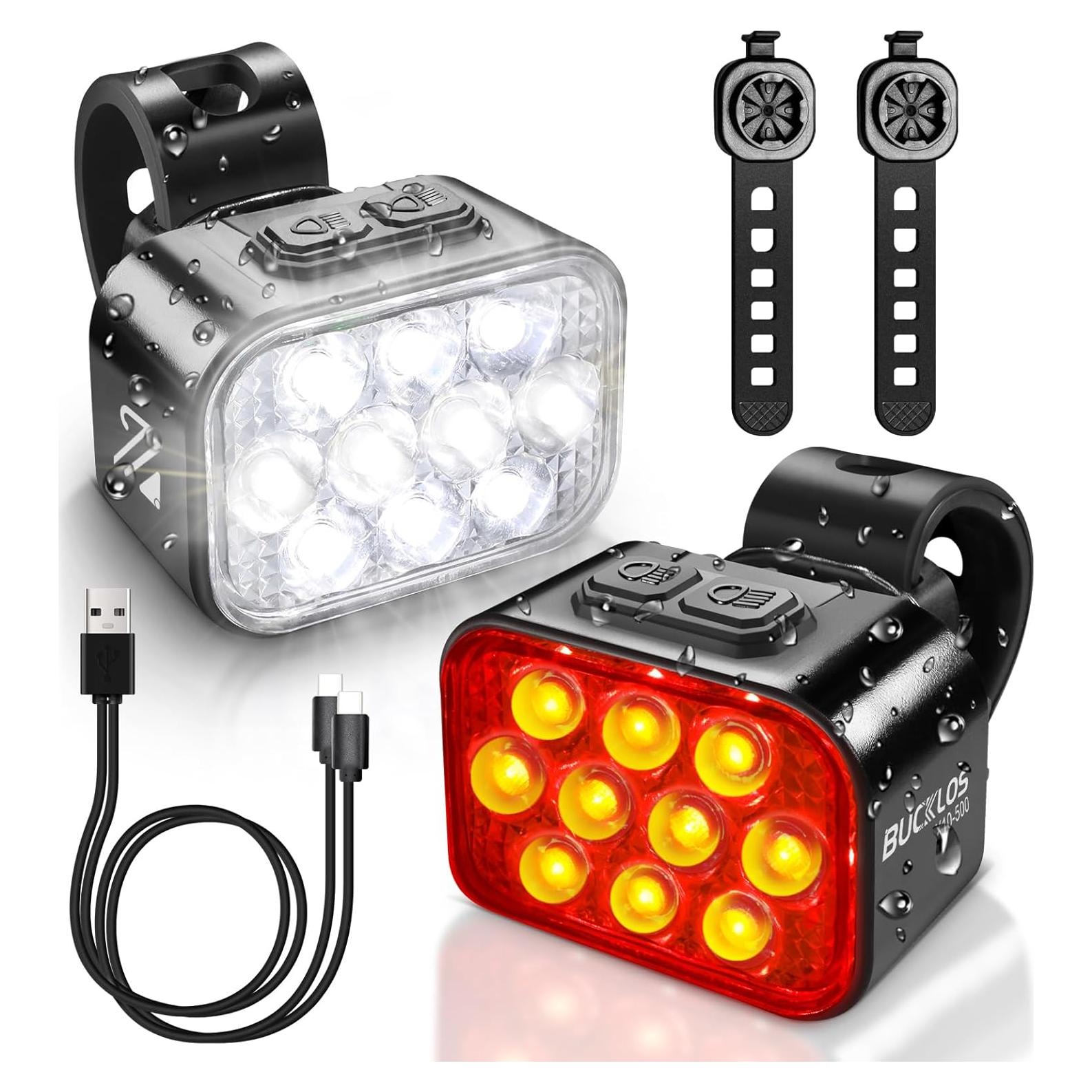 Juego de Luces para Bicicleta BUCKLOS X10-500 Delanteras y Traseras
