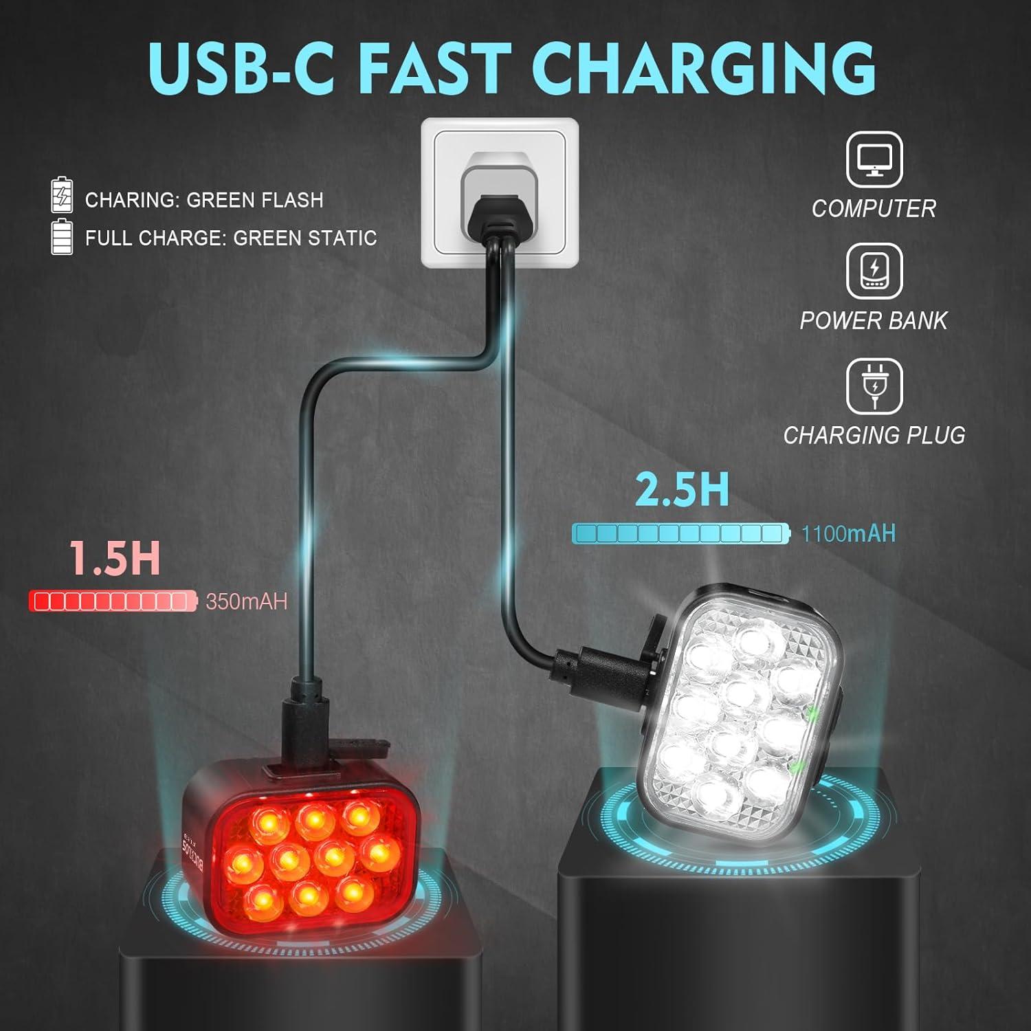 Juego de Luces para Bicicleta BUCKLOS X10-500 Delanteras y Traseras