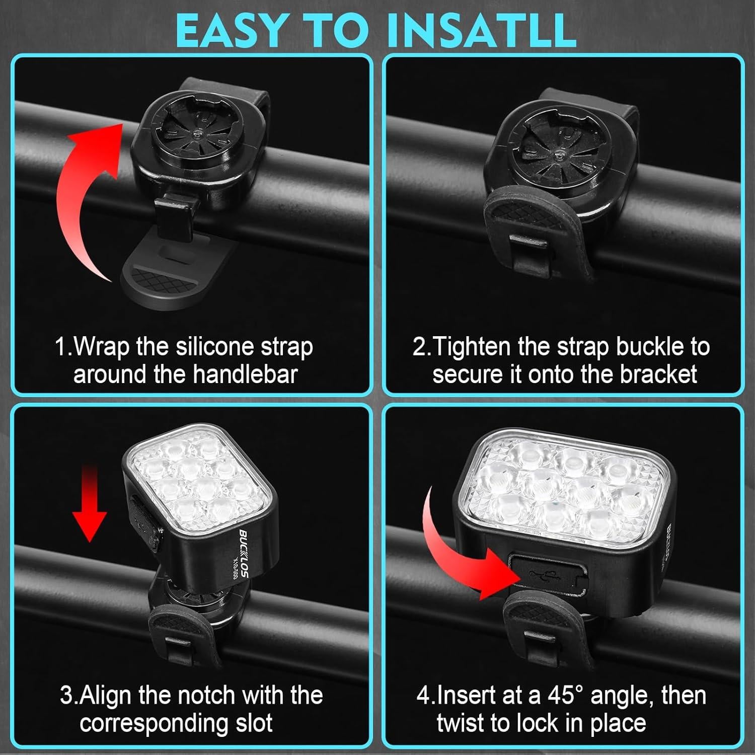 Juego de Luces para Bicicleta BUCKLOS X10-500 Delanteras y Traseras