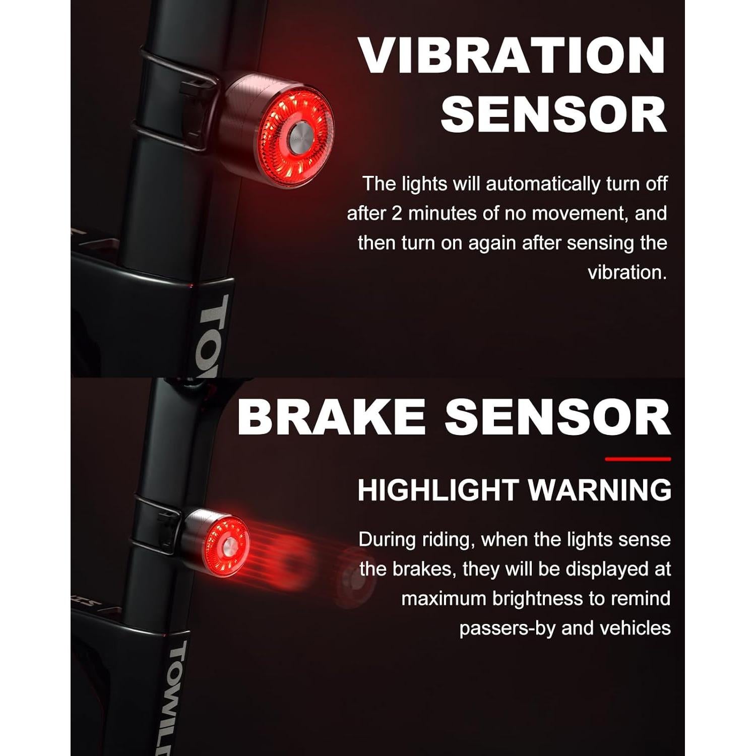 Luz Trasera de Bicicleta TOWILD TL05 LED Impermeable 5 Modos