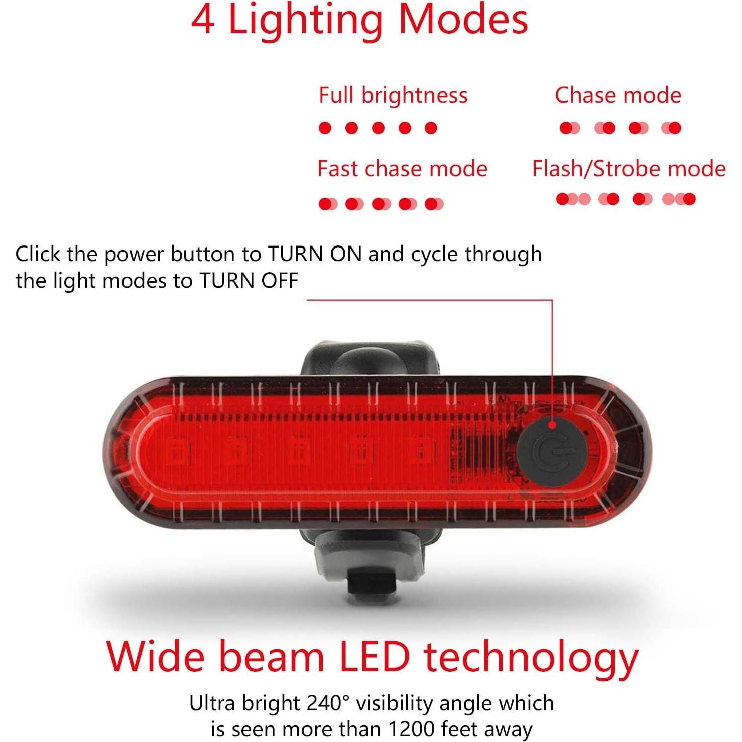 Luz Trasera Recargable Yuwumin VE-BTL056 Rojo 50 Lúmenes