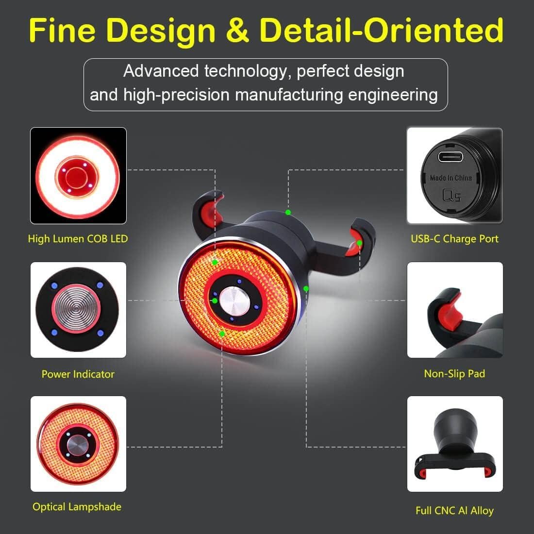 Luz Trasera LED PADONOW Recargable USB para Bicicleta