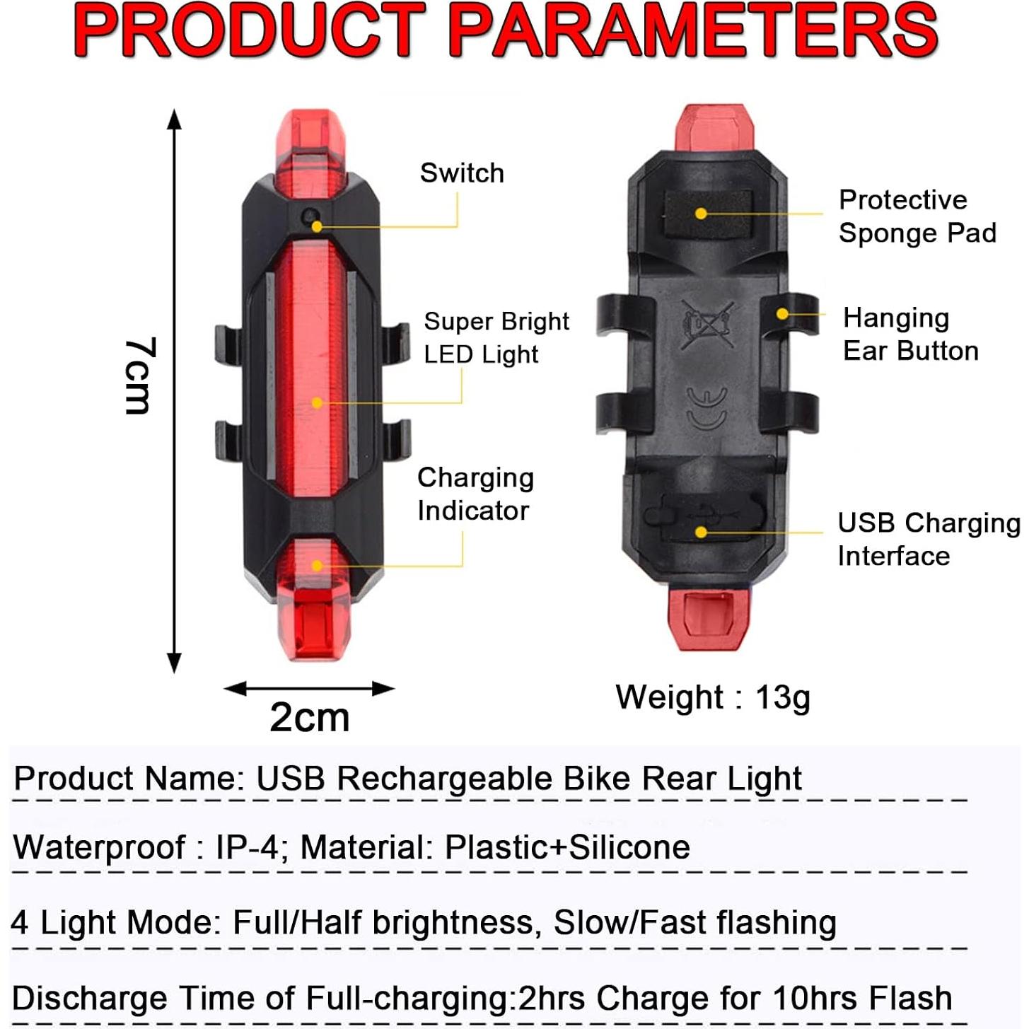 Paquete de 2 luces traseras LED recargables YUERWOVER 918