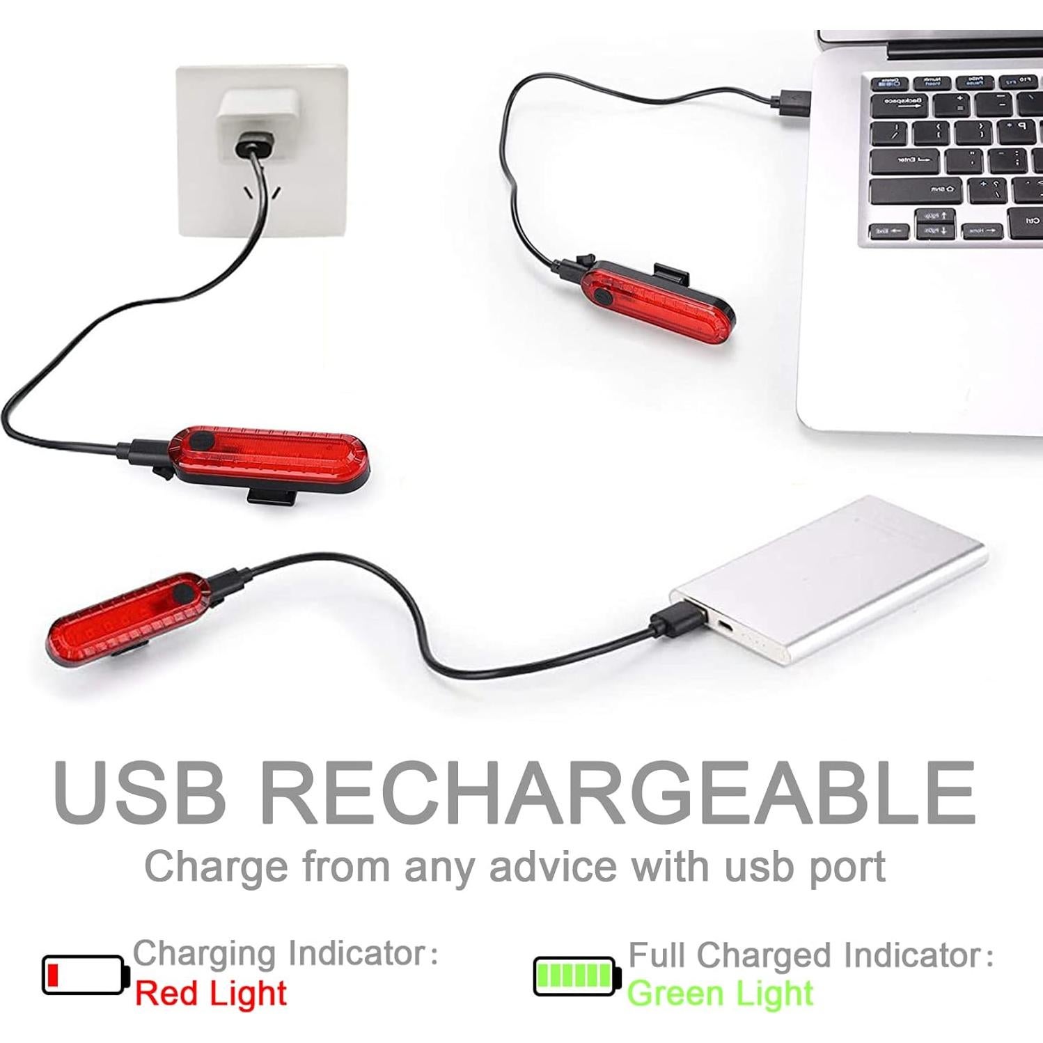 Paquete de 2 Luces Traseras LED YUERWOVER Rojo Recargables USB