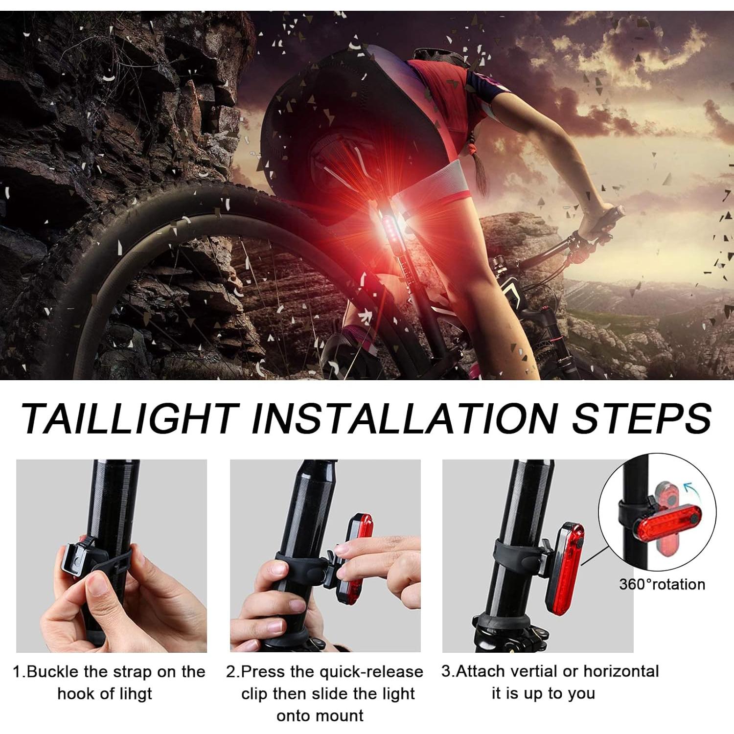 Paquete de 2 Luces Traseras LED YUERWOVER Rojo Recargables USB