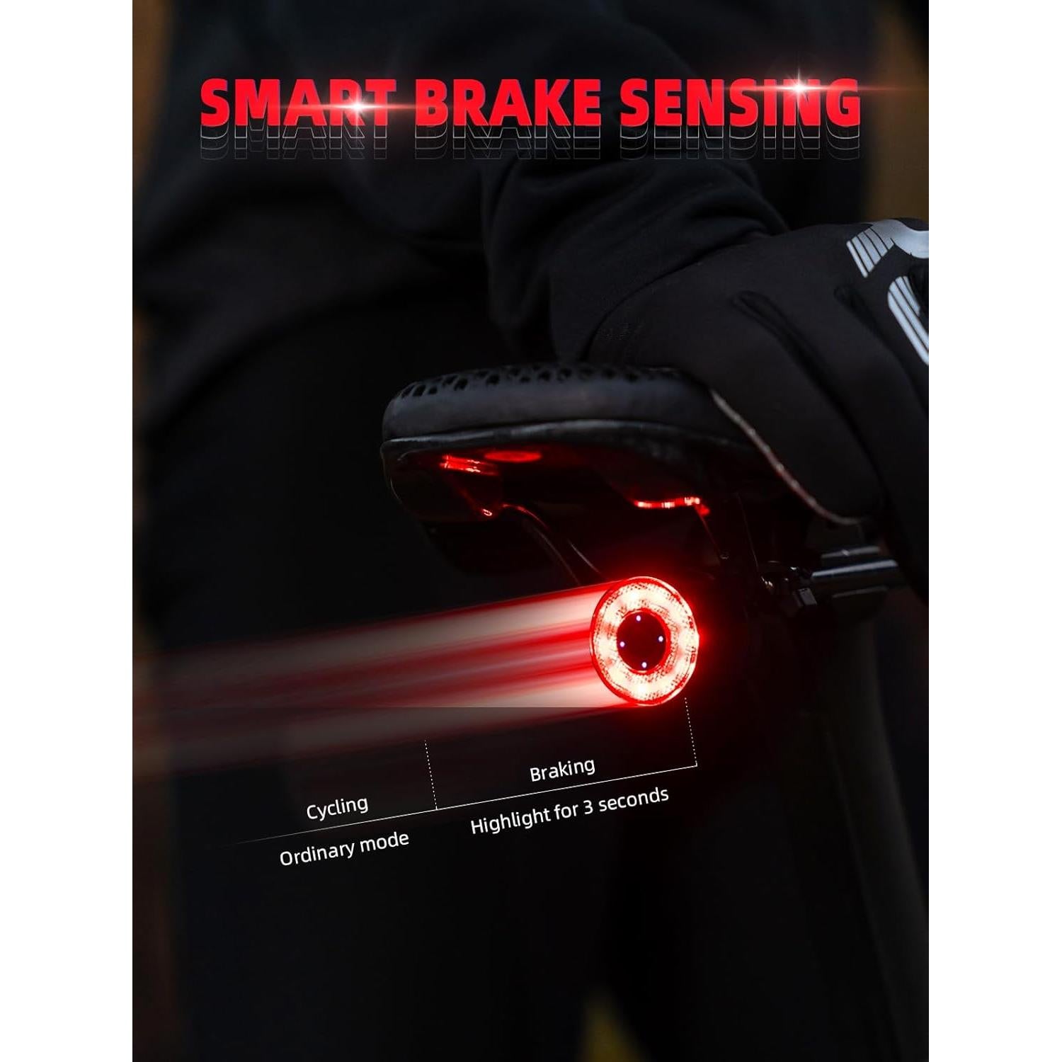 Luz Trasera Inteligente ROCKBROS R3 para Bicicleta IPX6 USB