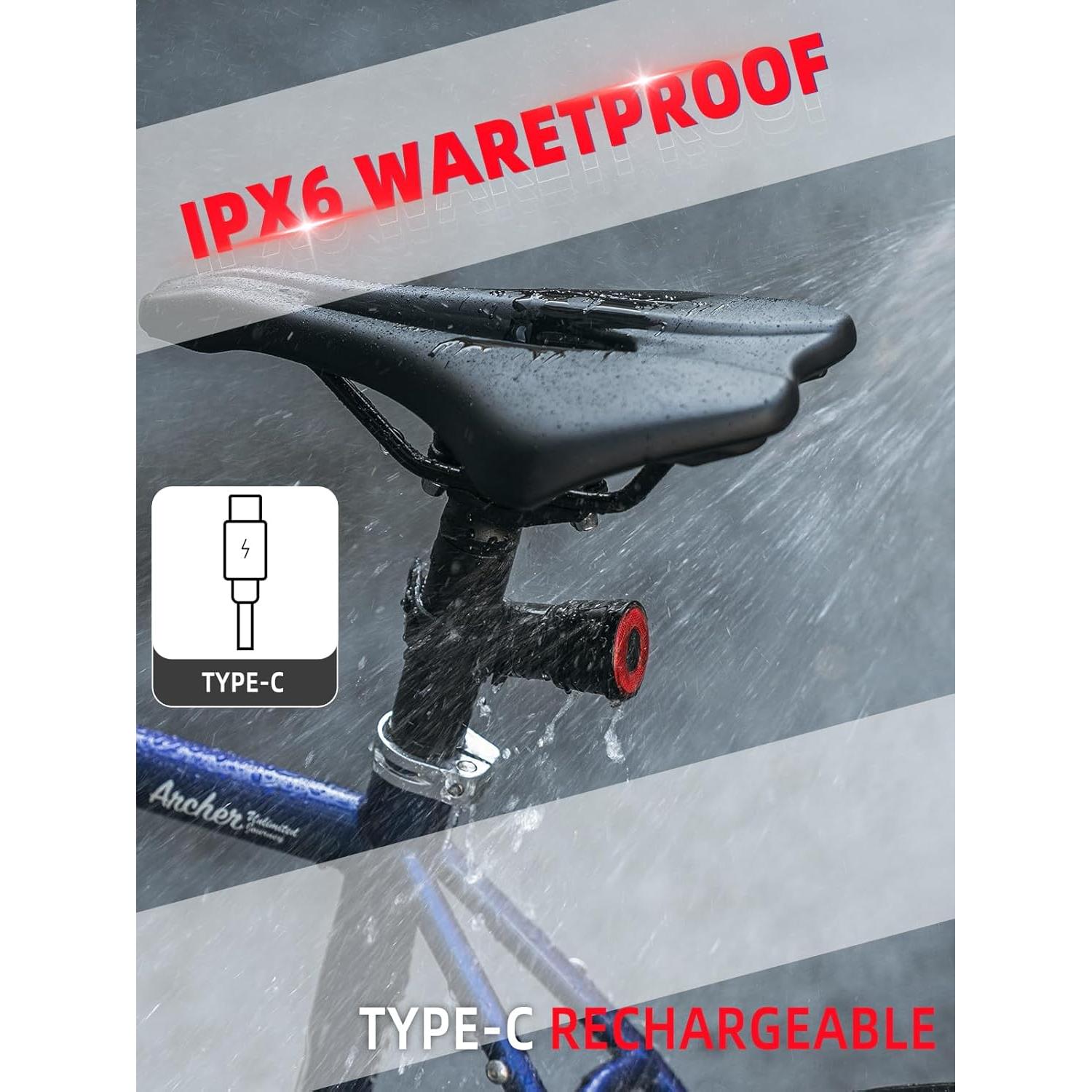 Luz Trasera Inteligente ROCKBROS R3 para Bicicleta IPX6 USB