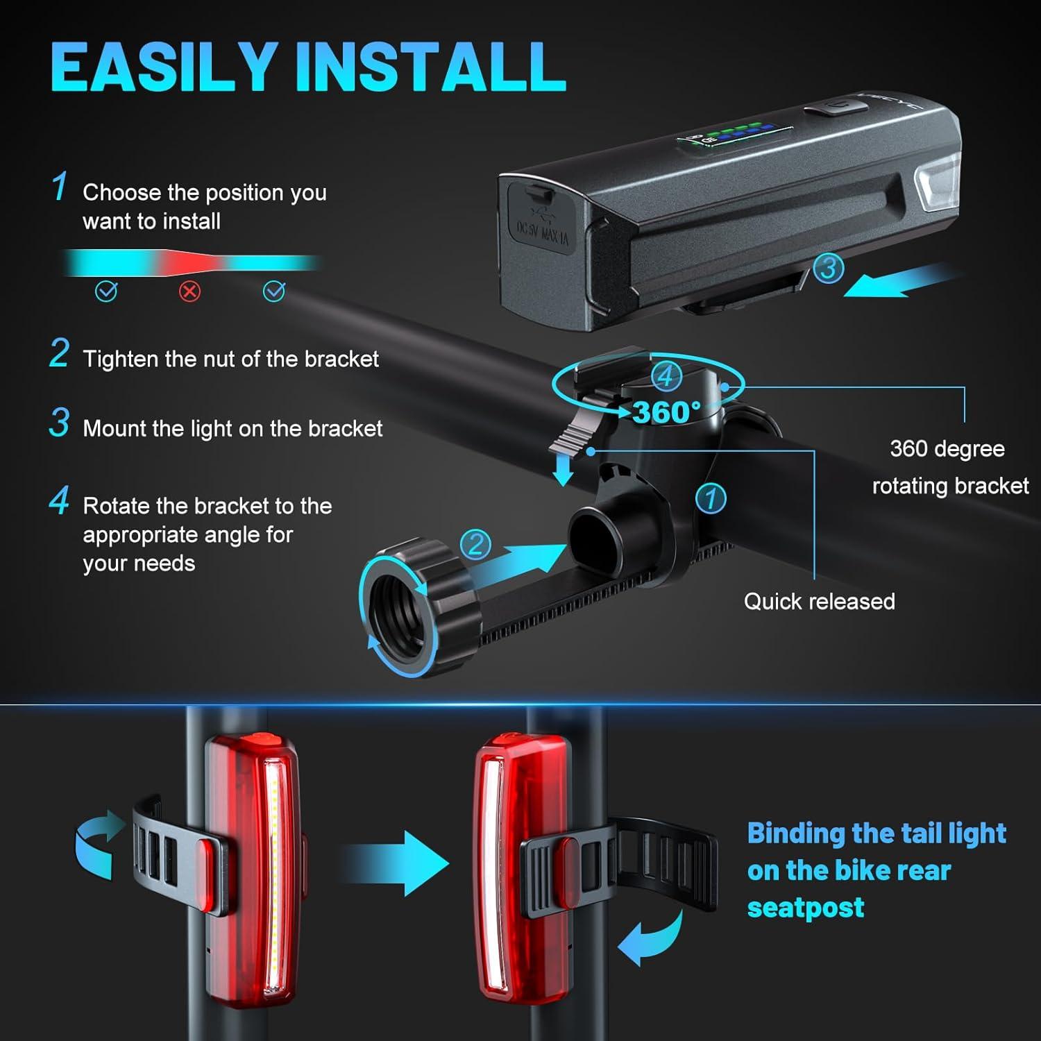 Luces de Bicicleta APECYC Recargables USB 1200 Lúmenes