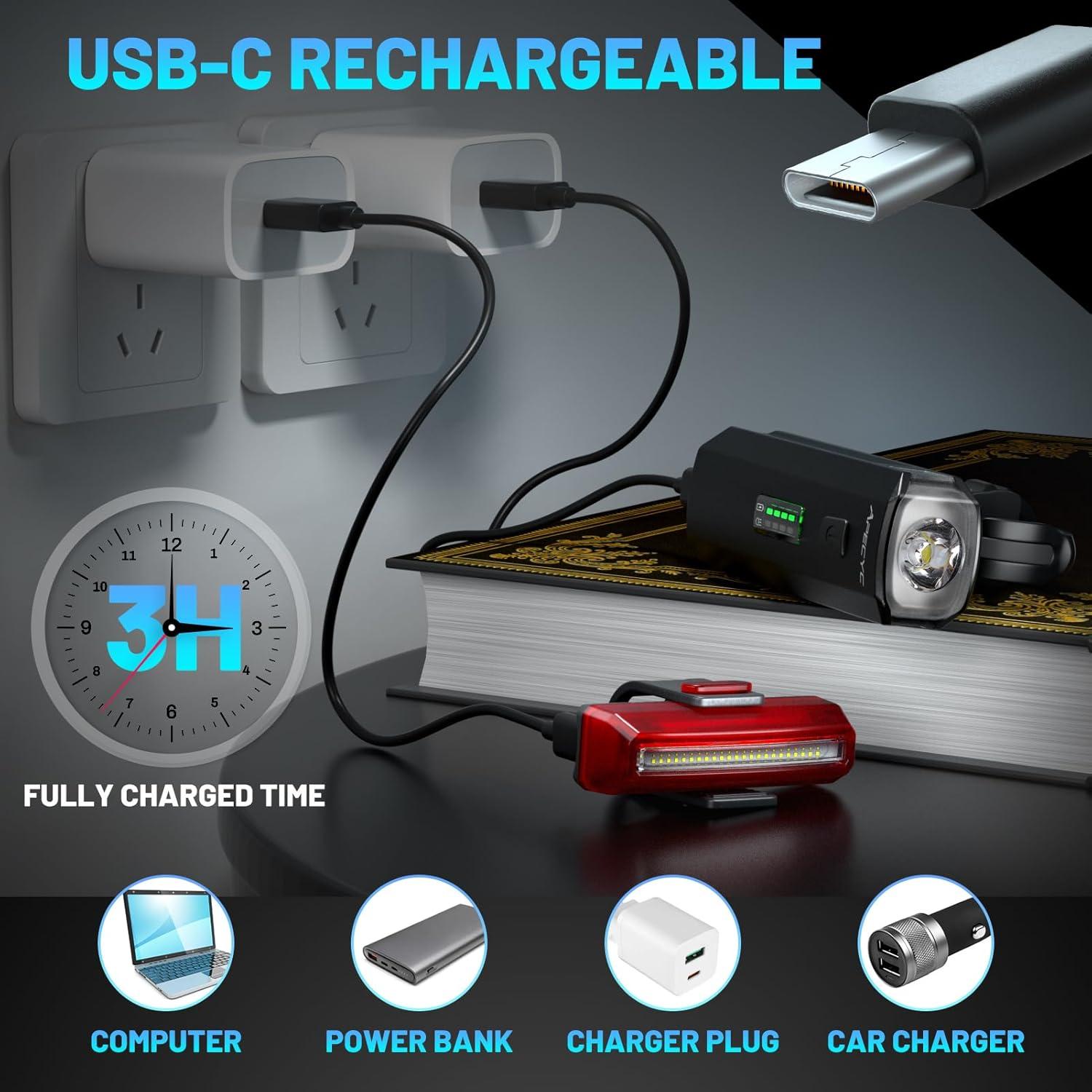 Luces de Bicicleta APECYC Recargables USB 1200 Lúmenes