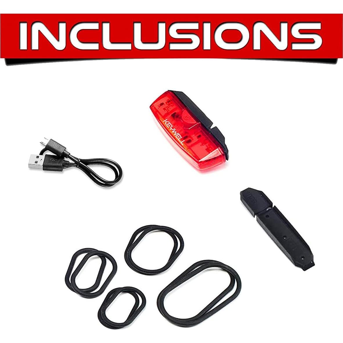 Luz Trasera LED Recargable USB KEYWELL 100 Lúmenes Rojo