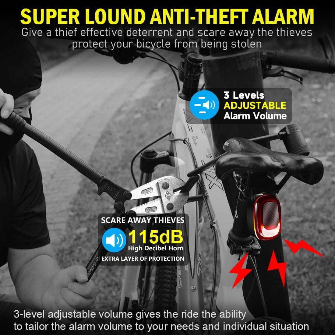 Luz Trasera Inalámbrica PADONOW A5 con Alarma y USB-C