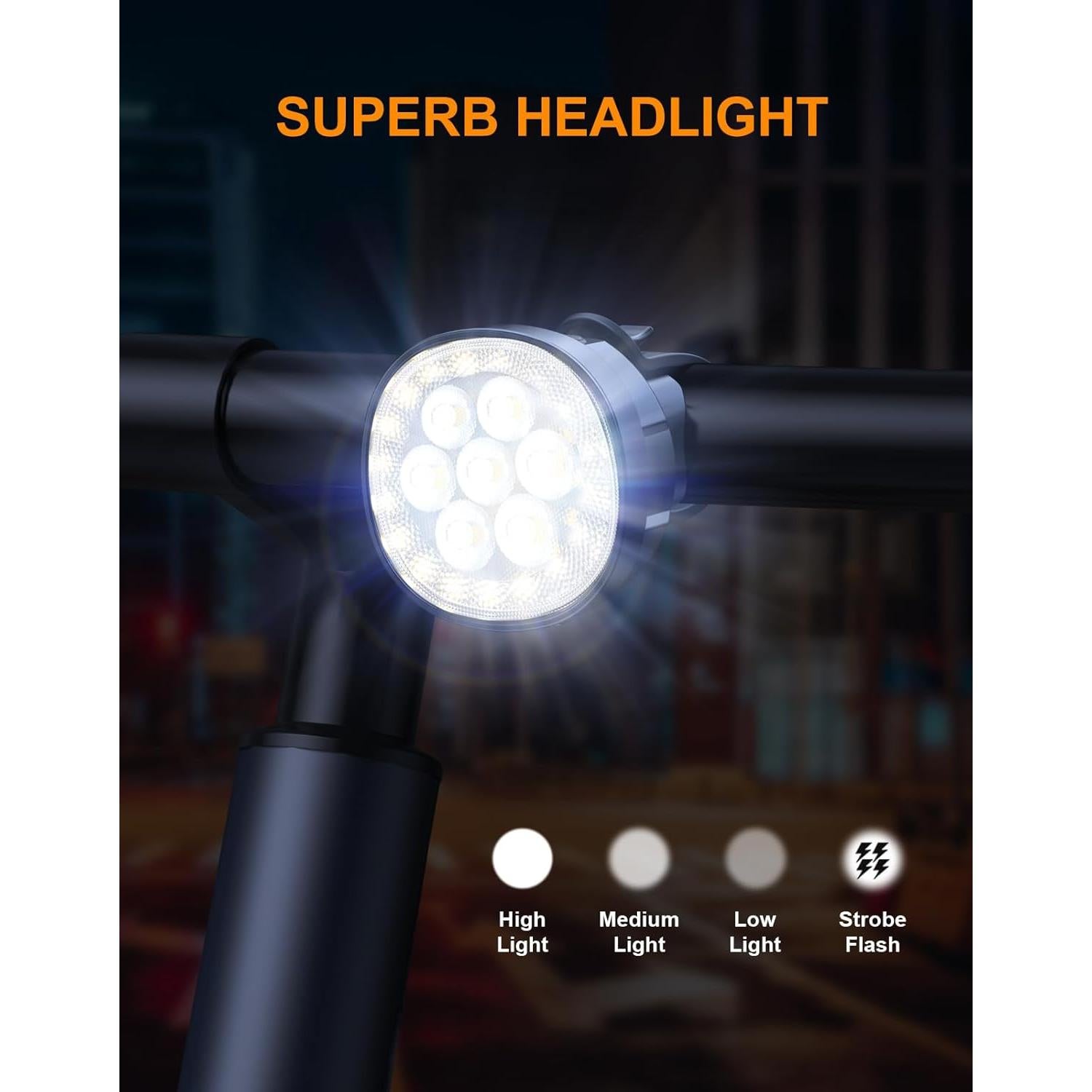 Luces LED Recargables para Bicicleta Viccux Q7 IP65 12 Modos