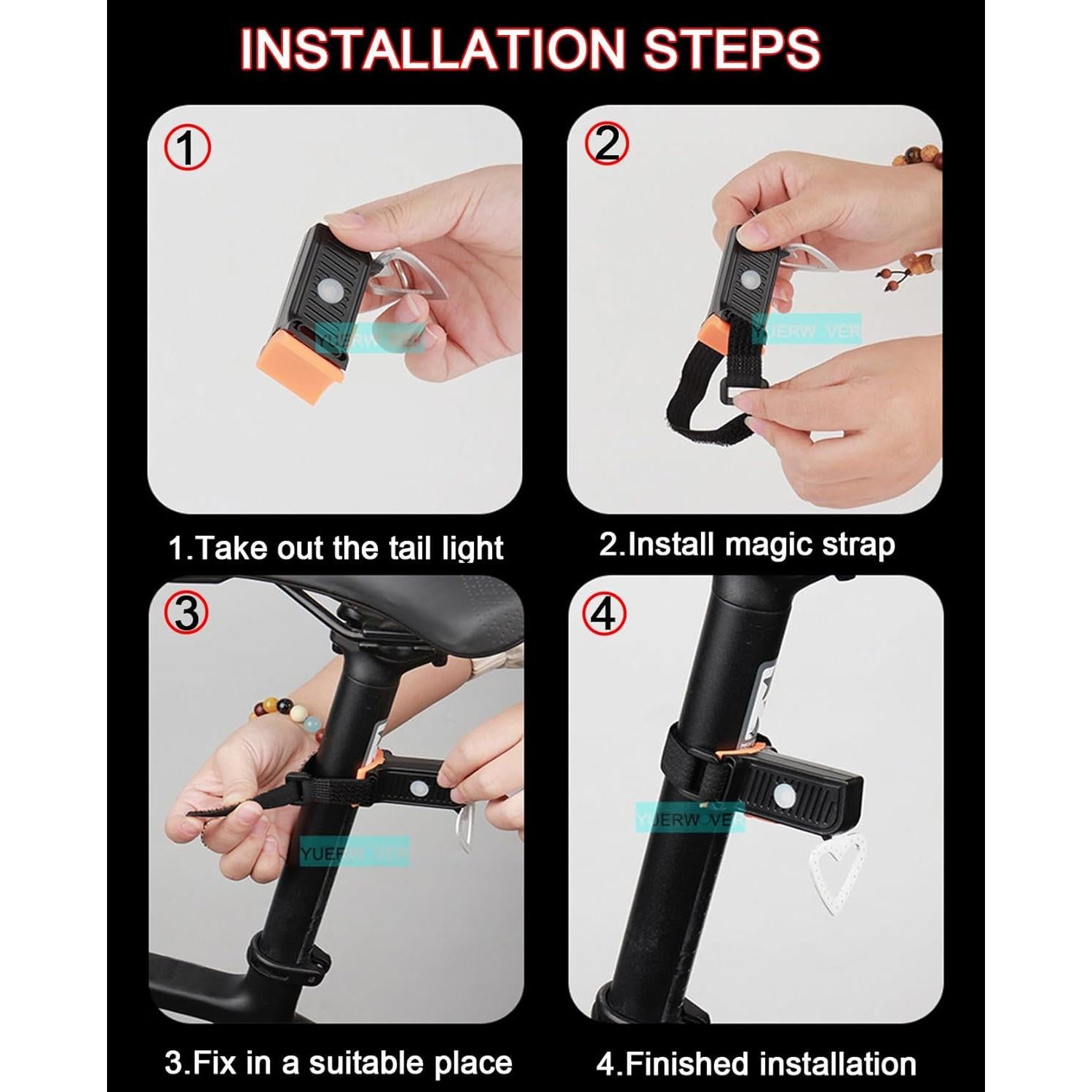 Luz Trasera LED Recargable YUERWOVER para Bicicleta IPX5