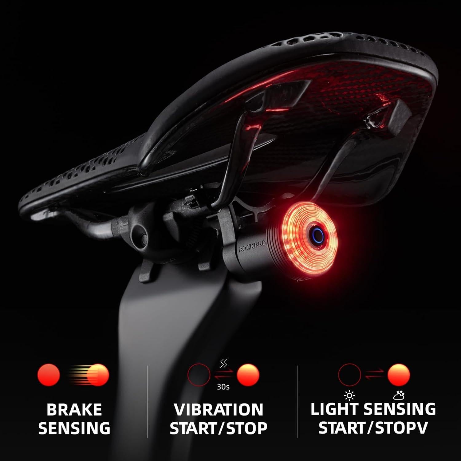 Luz Trasera para Bicicleta Rockbros con Detección de Frenado