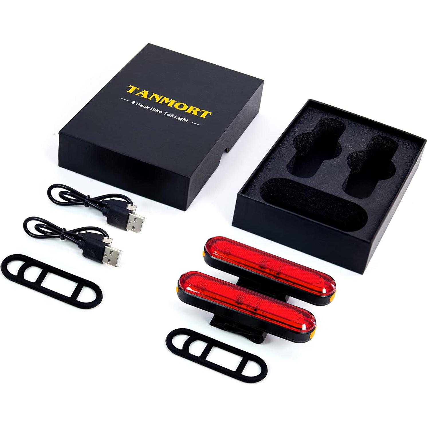 Luces Traseras Recargables TANMORT 120 Lúmenes IP64 2 Pzs