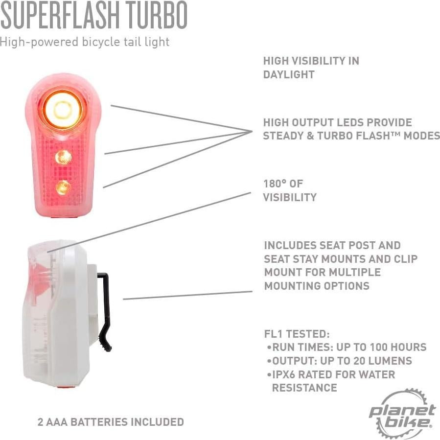 Luz Trasera para Bicicleta Planet Bike Superflash Turbo - 20 Lúmenes