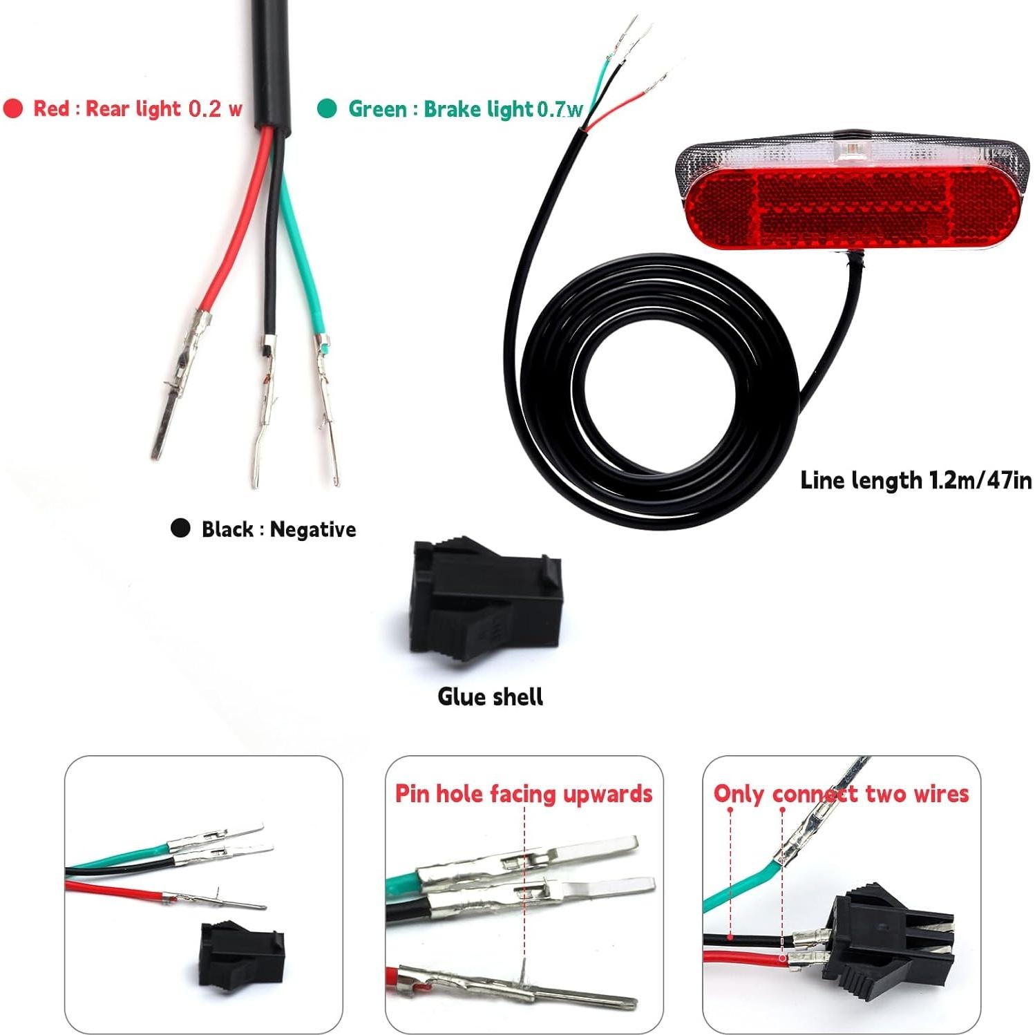 Luz Trasera Zaisport ER-18 para EBike DC 6V-60V Impermeable