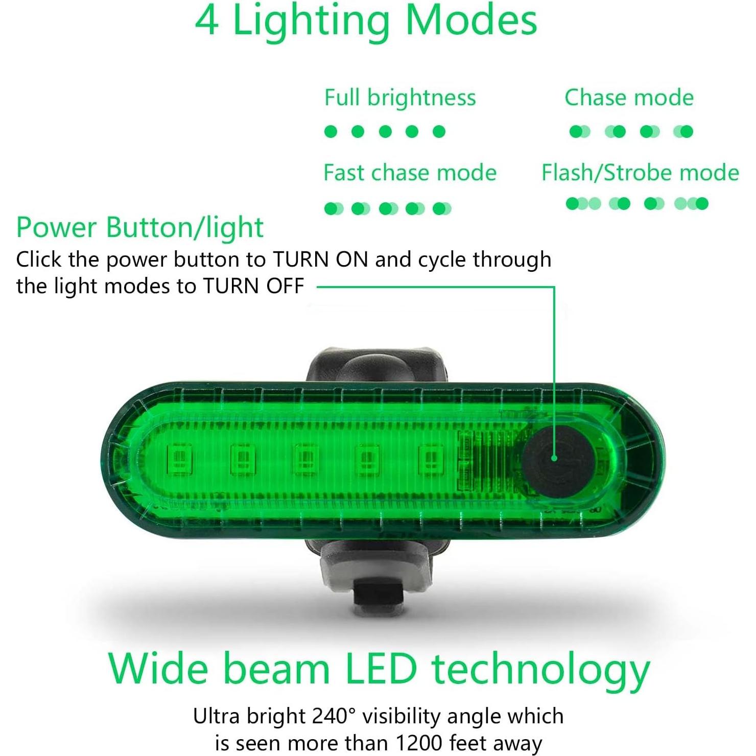 Luz Trasera Recargable Volcano Eye Verde 2 Unidades IPX4