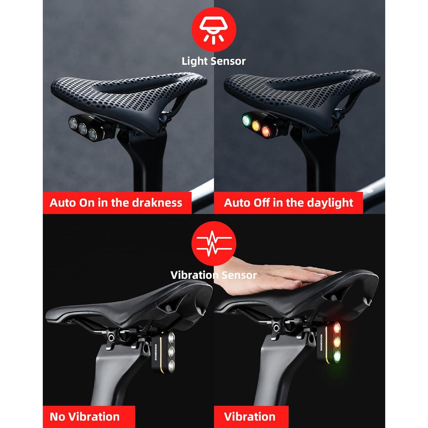 Luz Trasera Recargable ROCKBROS para Bicicleta IPX6 120 Lúmenes