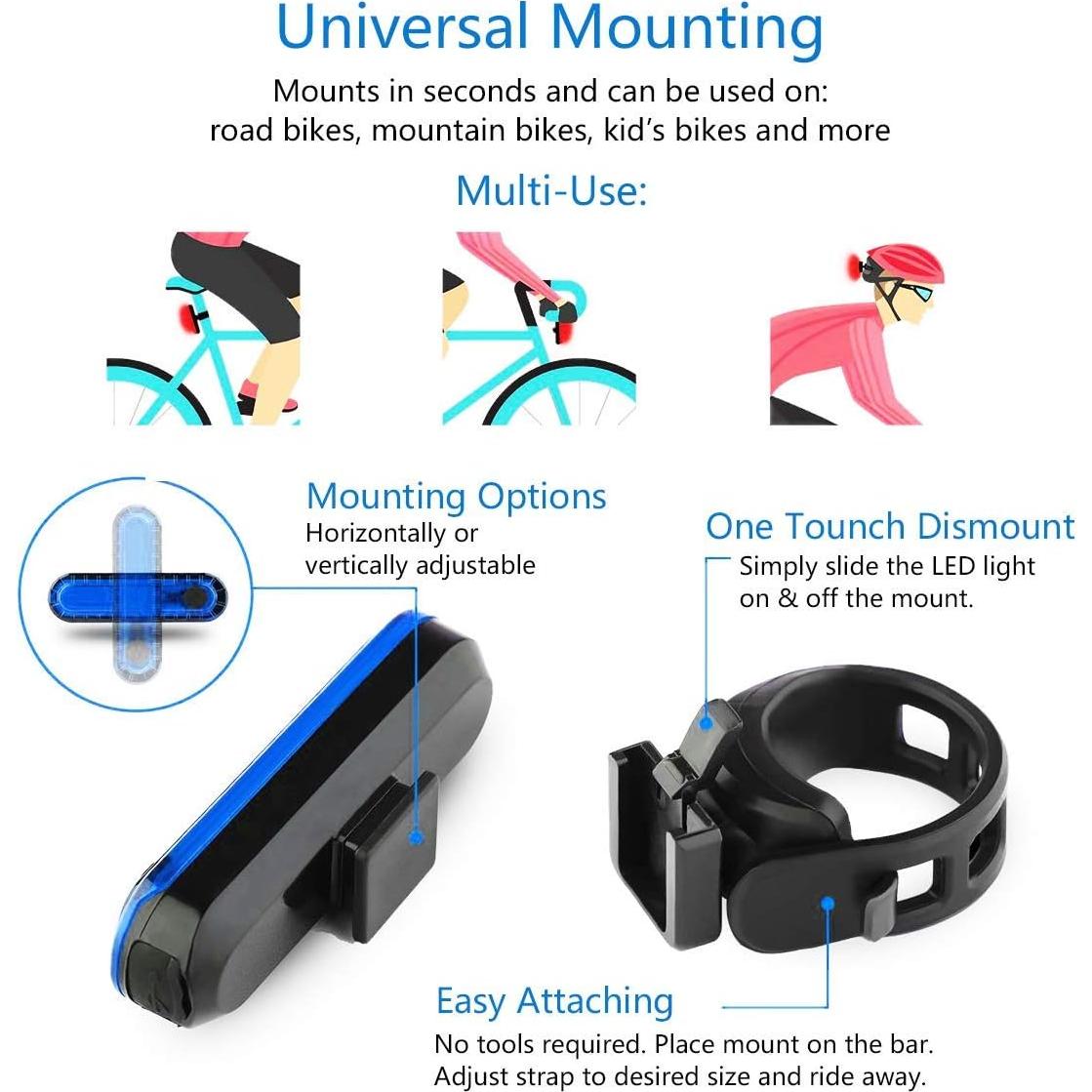 Luces Traseras LED Recargables Volcano Eye Azul 2 Pzs IPX4