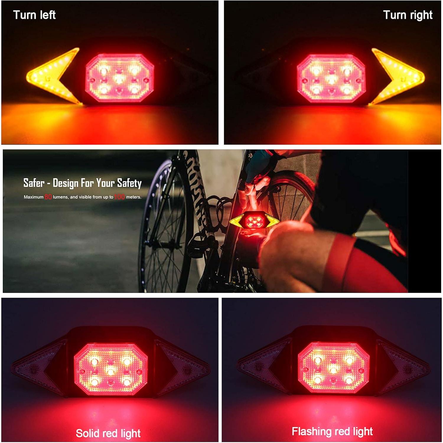 Luces de Giro Recargables VASTFIRE Luz Trasera 100 Lúmenes