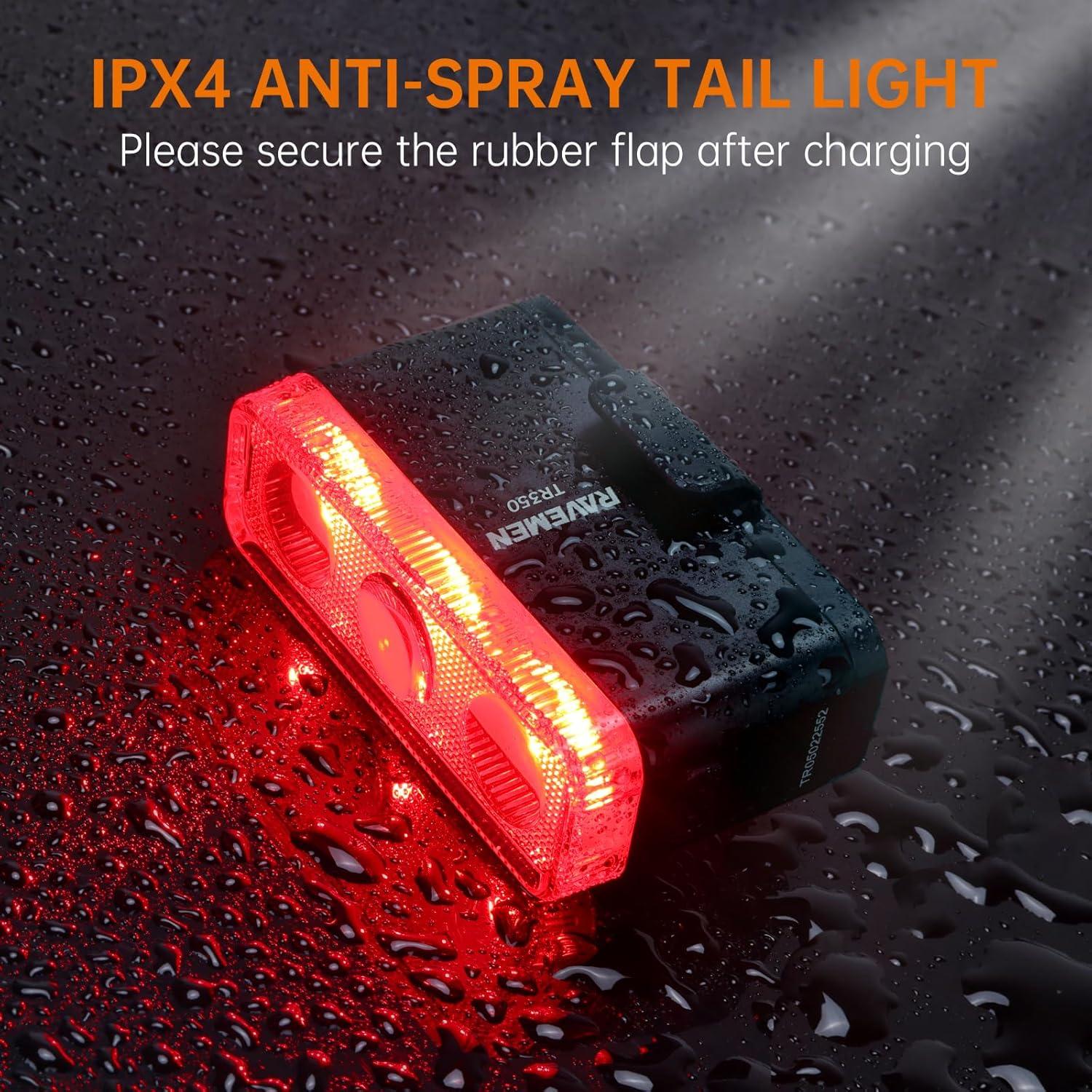 Luz Trasera de Bicicleta RAVEMEN TR350 350 Lúmenes USB-C