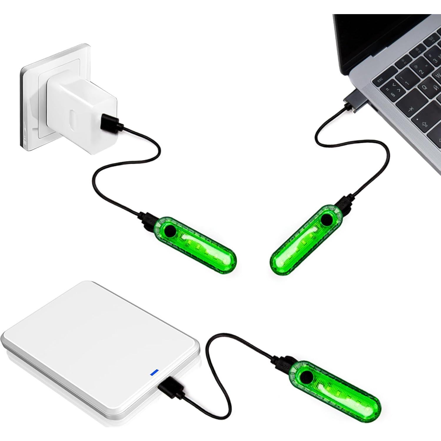Luz Trasera LED Verde BuleVina Recargable USB para Bicicleta