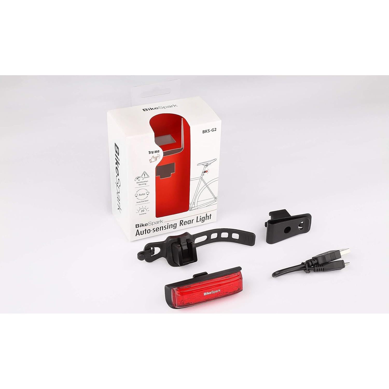 Luz Trasera LED BikeSpark G2 - Recargable USB, IPX5, 20 Lúmenes