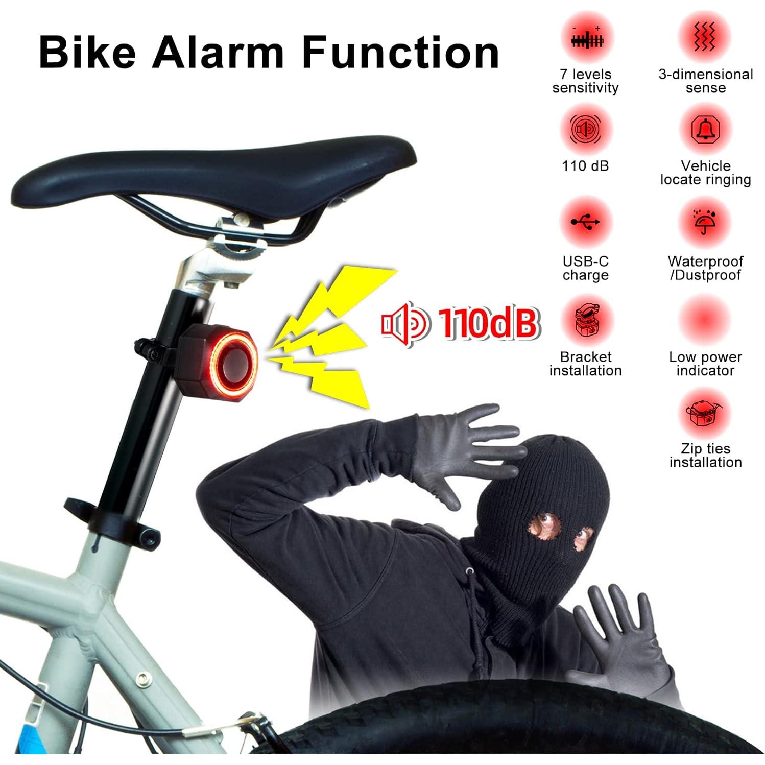 Antfire Luz Trasera Inteligente con Alarma 110 dB para Bicicleta