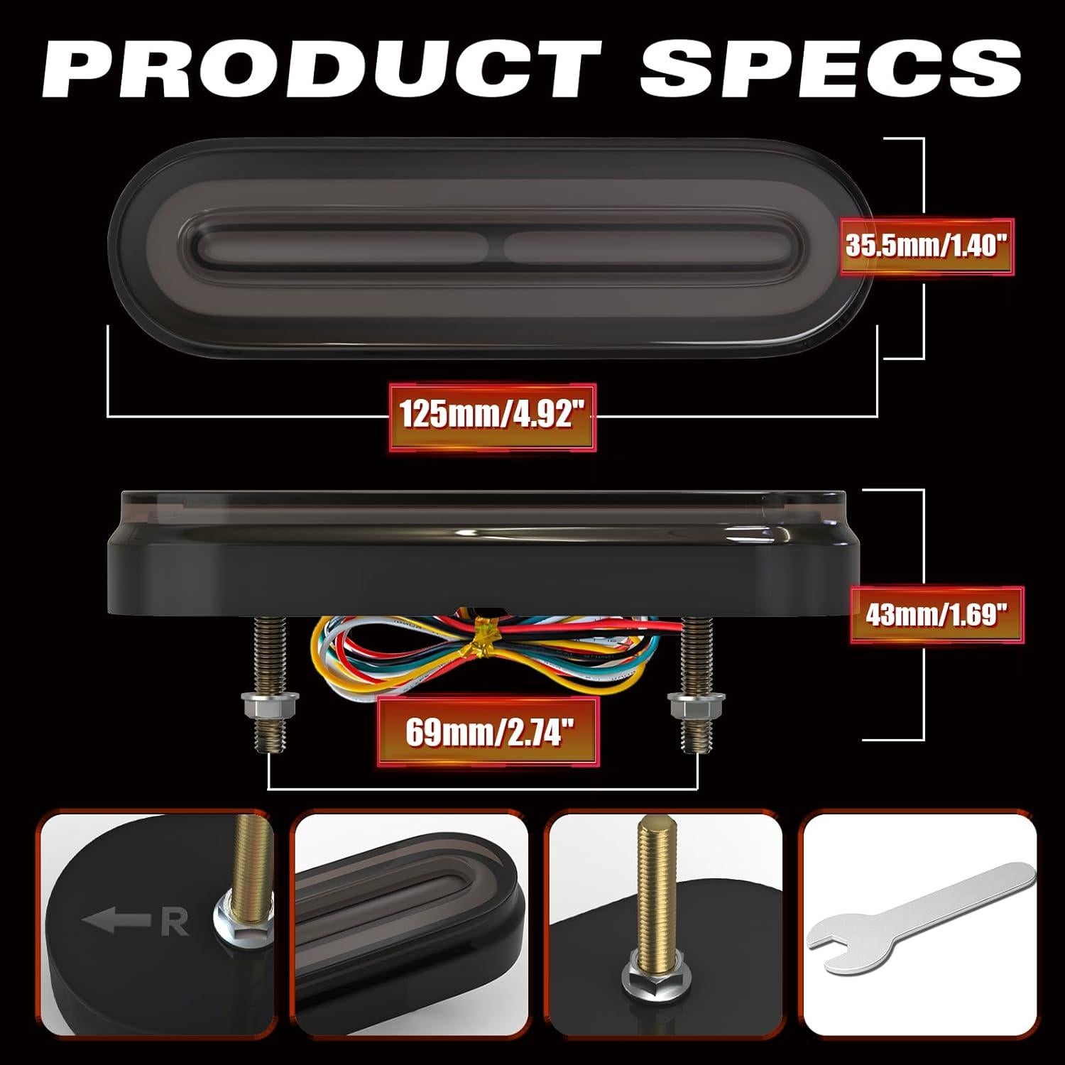 Luz de Freno y Señales de Giro Alopee 5" IP67 para Motocicleta