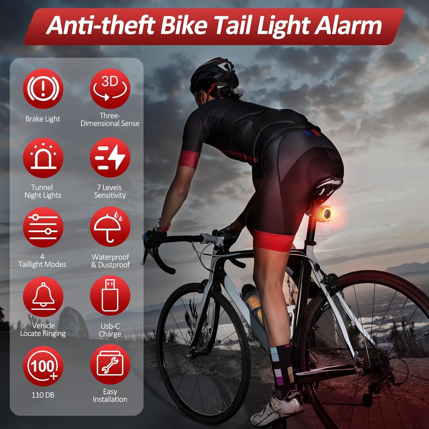 Alarma de Bicicleta EQIIO SF33R con Luz Trasera y Control Remoto