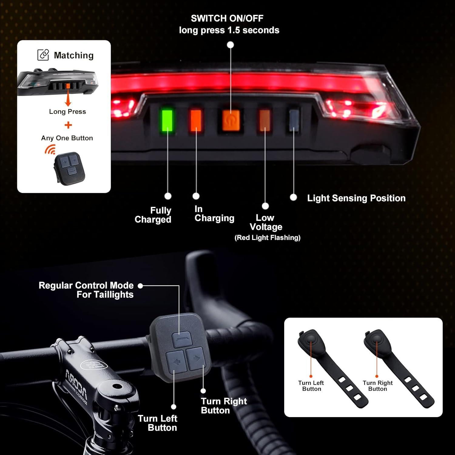 Luz Trasera Inteligente JINKEY para Bicicleta con Señales de Giro
