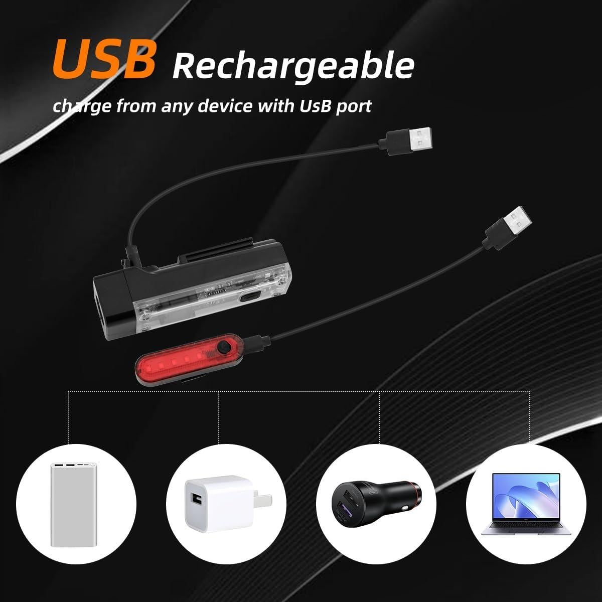 Juego de 4 luces LED recargables USB-C para bicicleta Hilngav