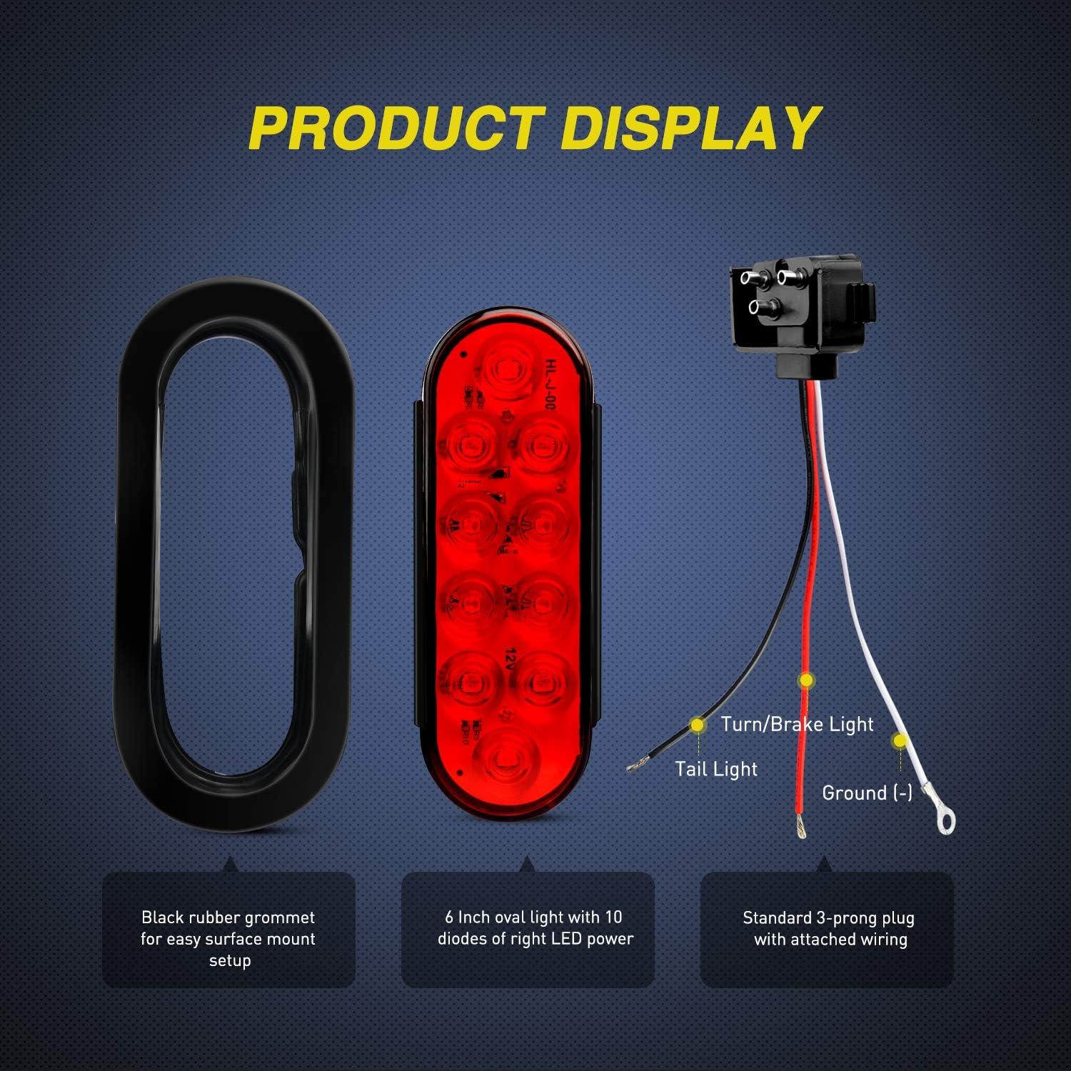 Luces Traseras Nilight TL-01 6" LED Rojo Impermeables 2Pcs