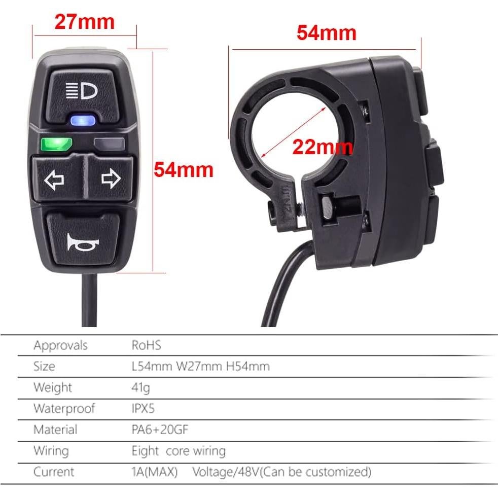 Kit de Luz para Ebike Onature 36V 48V con Claxon 100dB