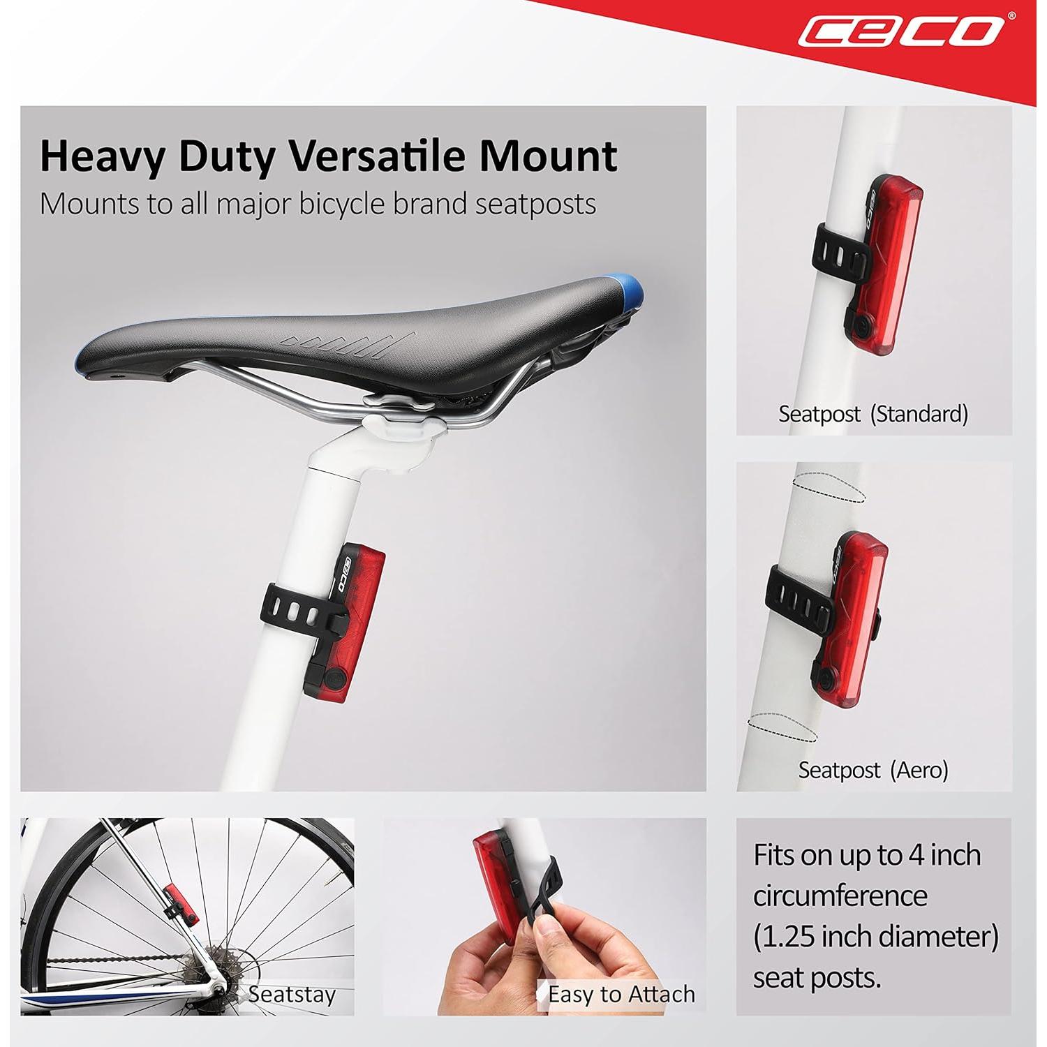 Luz Trasera Recargable USB CECO TC60 60 Lúmenes IP67 Rojo