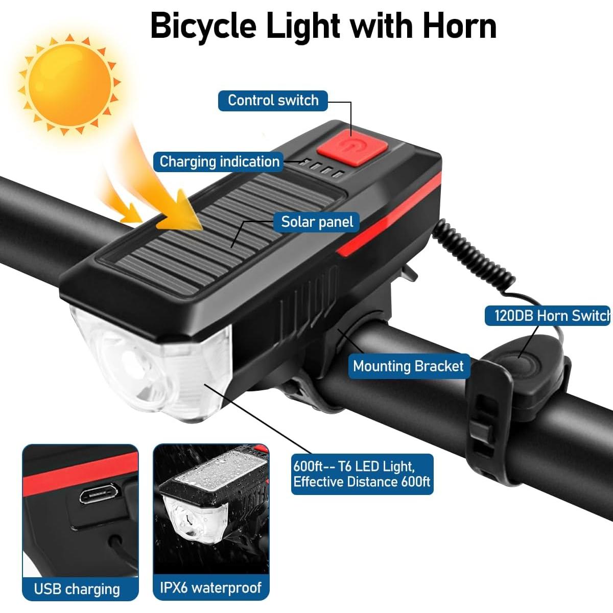 Luces LED para Bicicleta LEDHOLYT, Faro y Luz Trasera Impermeable