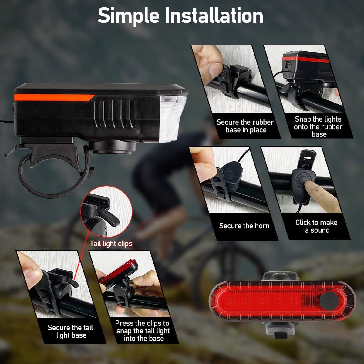 Luces LED para Bicicleta LEDHOLYT, Faro y Luz Trasera Impermeable