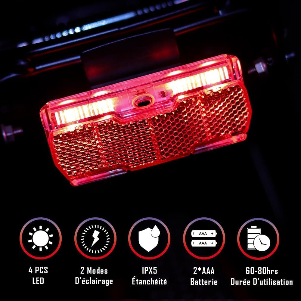 Luz Trasera para Bicicleta Onature LED 4PCS IPX5 2 Modos