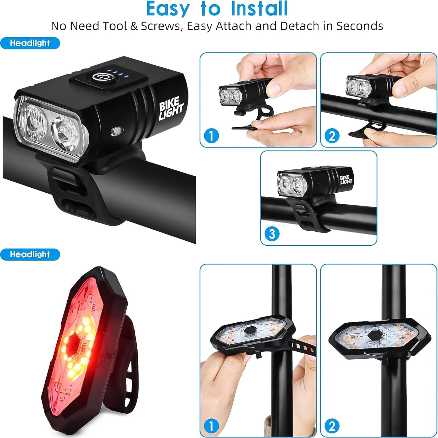 Juego de Luces para Bicicleta YumSur, 1000 Lúmenes, Recargable USB