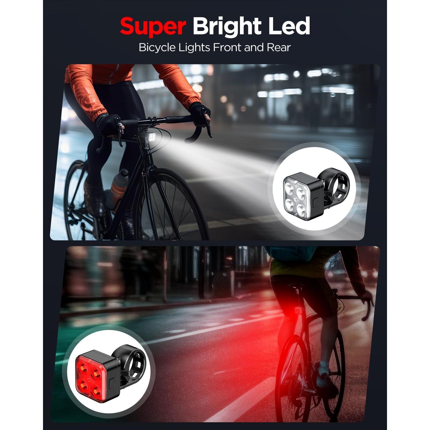 Conjunto de luces de bicicleta recargables AKALE LED IPX4