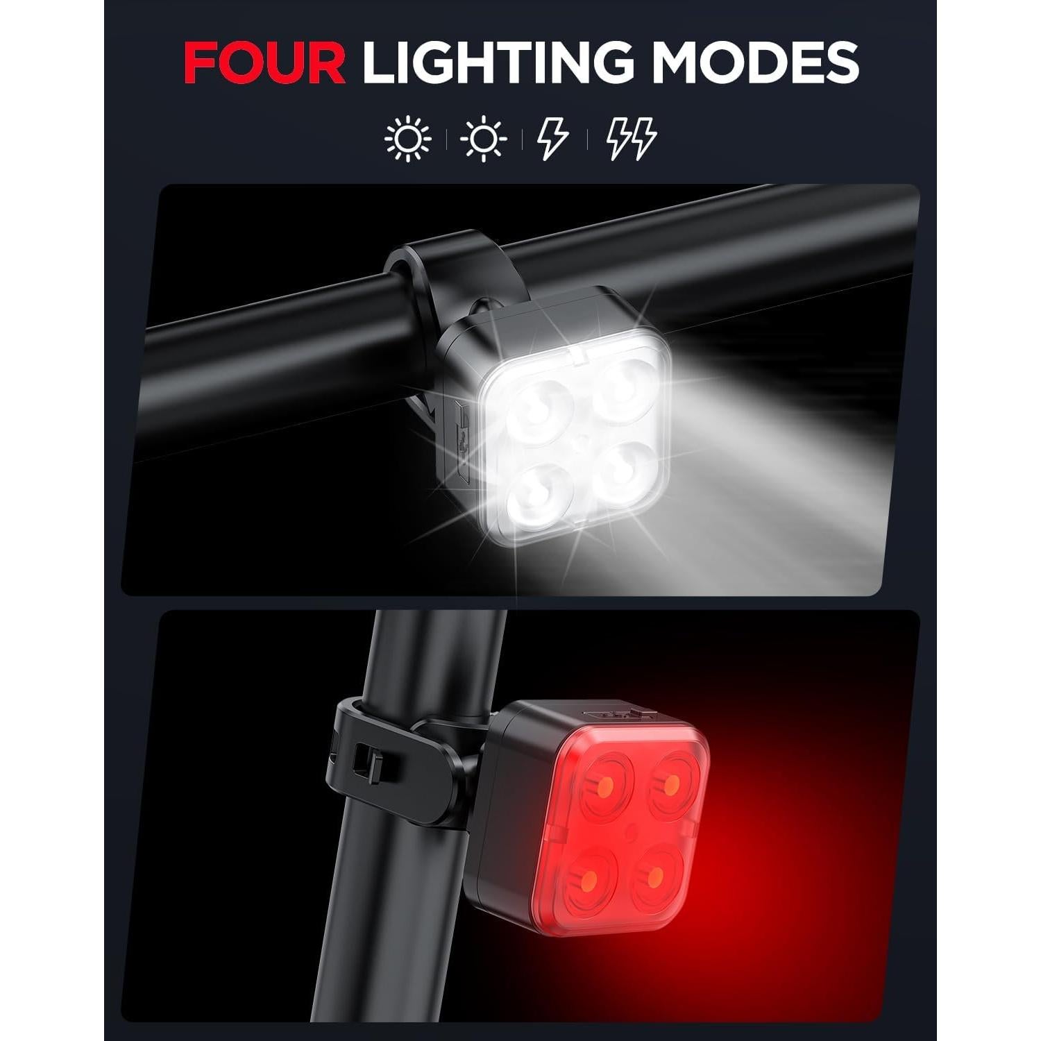 Conjunto de luces de bicicleta recargables AKALE LED IPX4